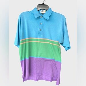 Vintage Izod Blue, green, purple and orange vintage 90s striped polo shirt